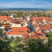 The Austrian town Bad Radkersburg seen from the castle&amp;nbsp;Grad Gornja Radgona in Slovenia